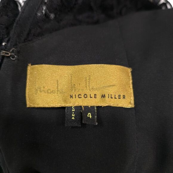 VTG Lace Silk Black Dress Sz4 28W Y2K 90s Knee Cocktail LBD Low Back Witchy Goth - Picture 13 of 15